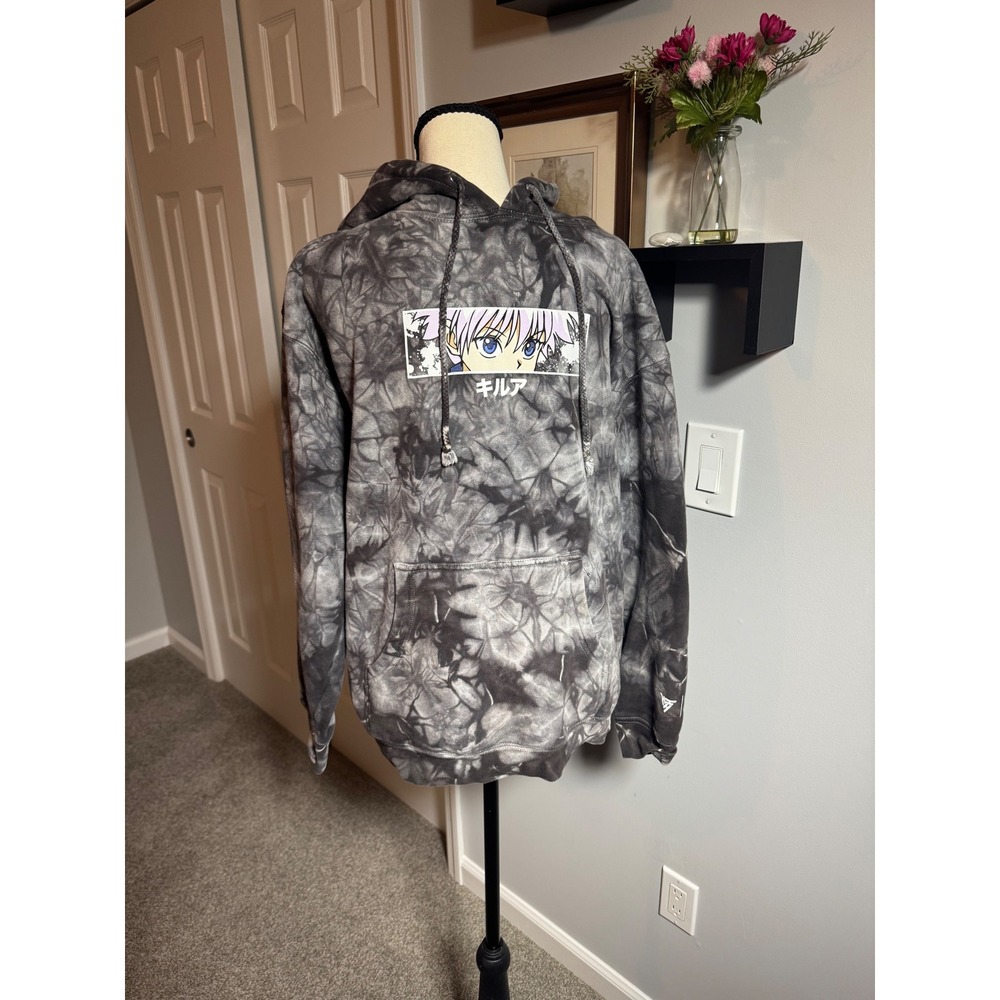 Hypland x Hunter x Hunter Killua Eye Cyber Grunge Black Tie-Dye Pullover Hoodie